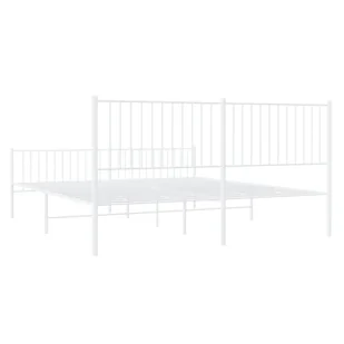 Metalowa rama łóżka z wezgłowiem i zanóżkiem, biała, 180x200 cm Lumarko! - Łóżka - miniaturka - grafika 8