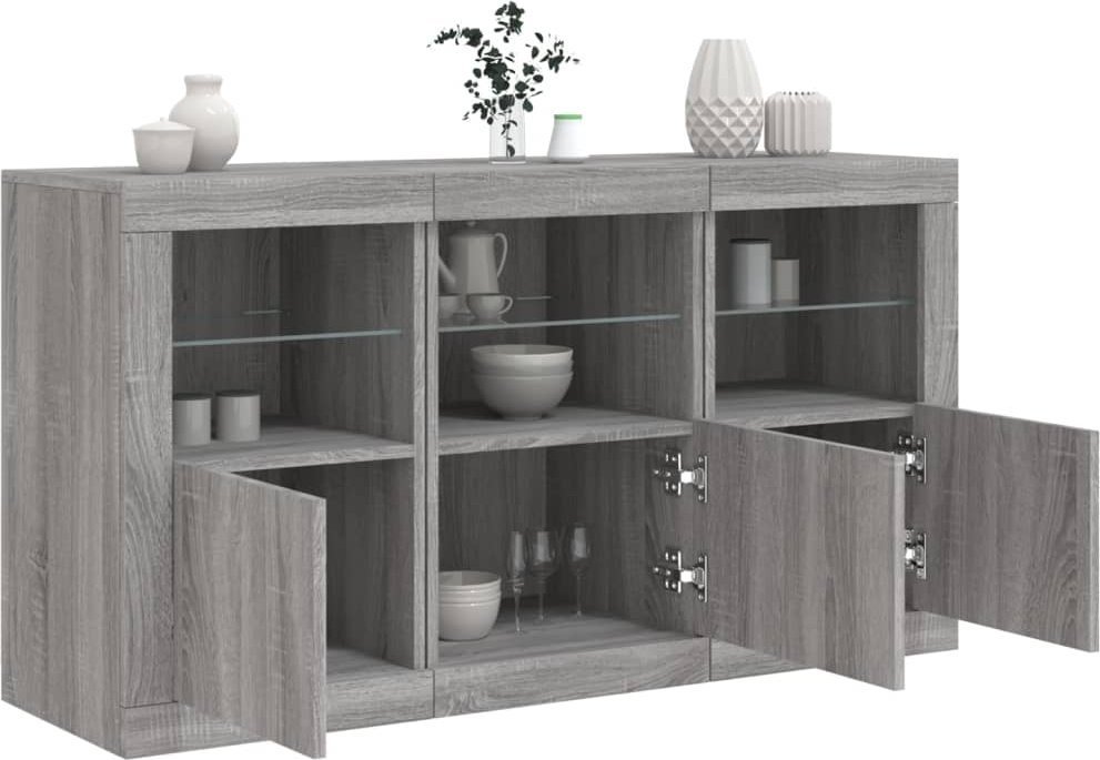 vidaXL Szafka z oświetleniem LED, szary dąb sonoma, 123x37x67 cm