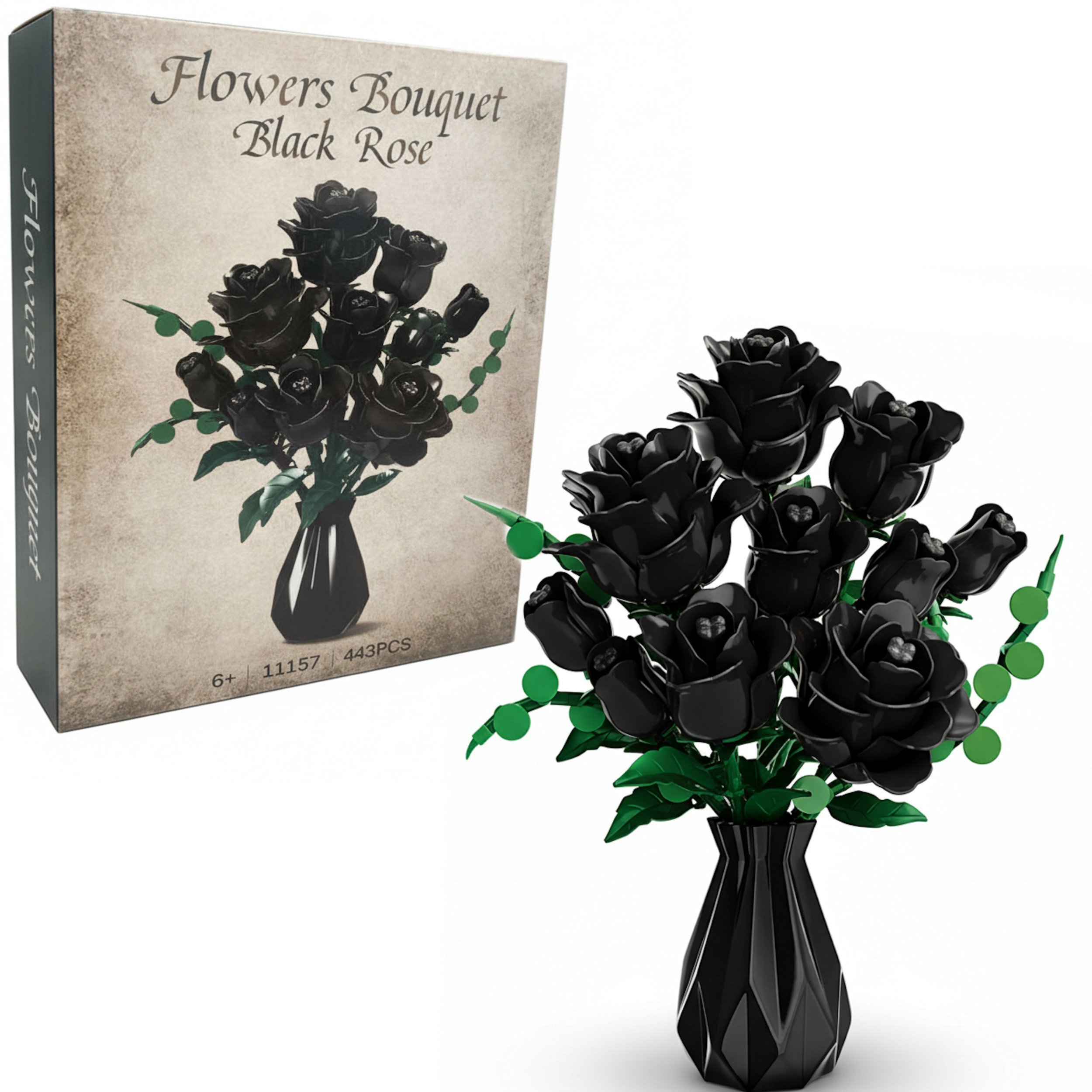 Coil klocki konstrukcyjne czarne roże bukiet 443 el. elementy