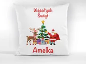 Poduszki dekoracyjne - Poduszka Dekoracyjna Mikołajki Świąteczna Boże Narodzenie Prezent +IMIĘ #42 - miniaturka - grafika 1