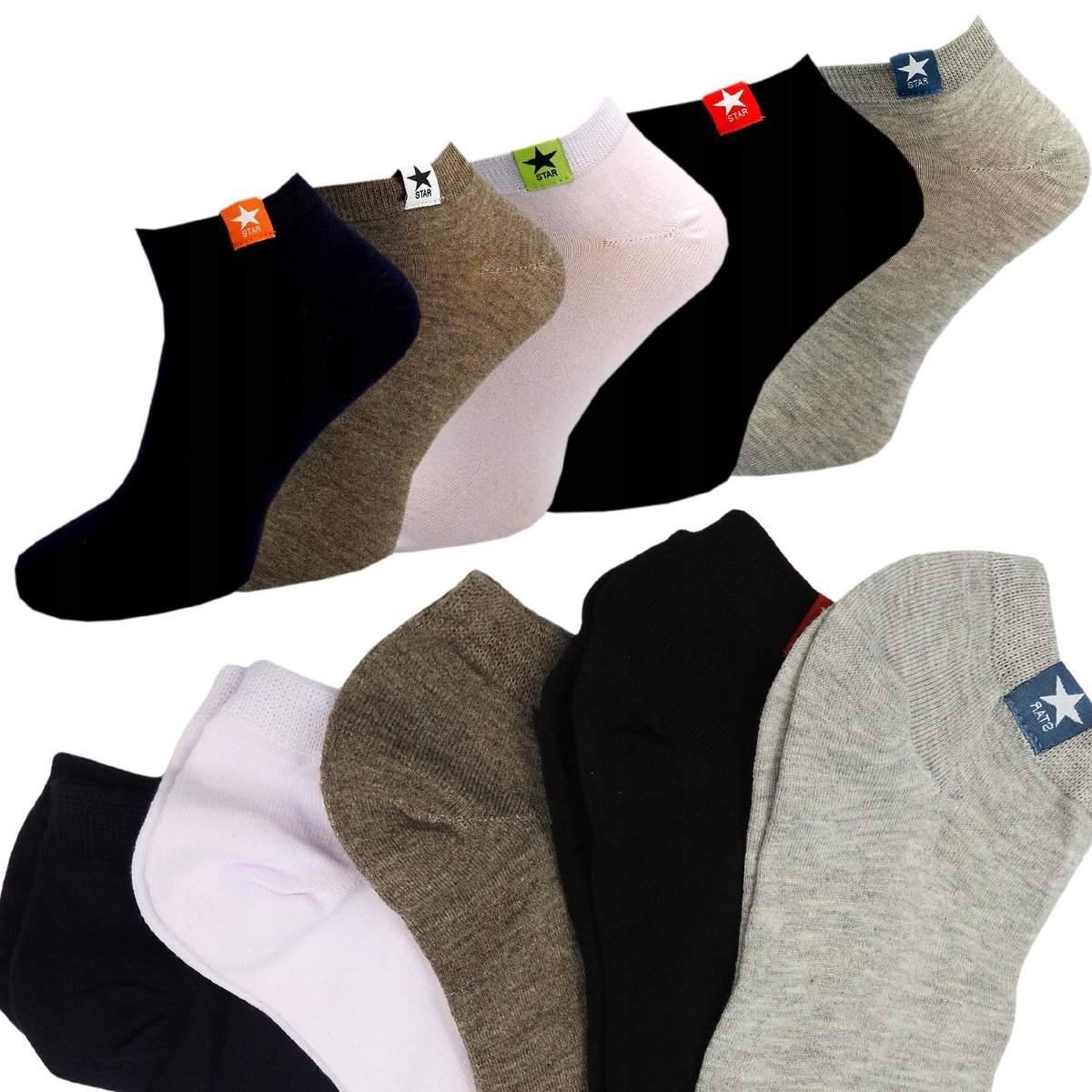 5 X SKARPETY MĘSKIE KRÓTKIE SKARPETY WZORY BAWEŁNIANE KOLOROWE ZESTAW 44-46