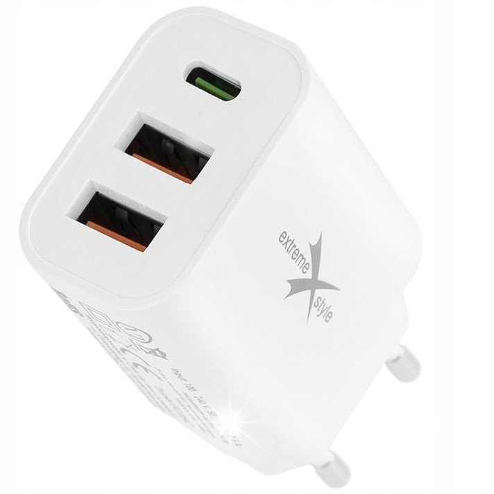 SZYBKA POTRÓJNA Ładowarka sieciowa 2xUSB+USB-C QC