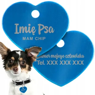 identyfikator Granatowy na Obroże Serce Grawer Wzo - Akcesoria podróżnicze - miniaturka - grafika 1