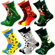 Skarpetki męskie - 6 x Skarpety NIE DO PARY Męskie KOLOROWE Śmieszne Bawełniane Długie 40-43 - miniaturka - grafika 1