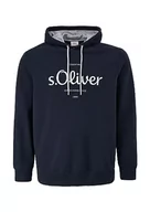 Bluzy męskie - s.Oliver Bluza męska z nadrukiem logo, niebieski, XXL - miniaturka - grafika 1