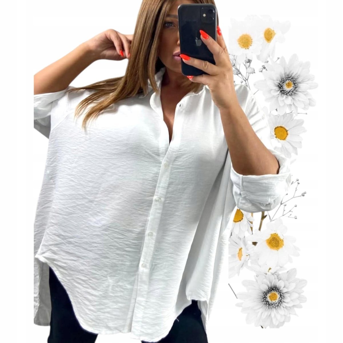 Koszula muślin oddychająca wiskoza naturalna upały elegancka 52 54 6XL 7XL