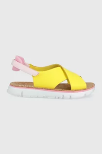 Sandały damskie - Camper sandały skórzane Oruga Sandal damskie kolor żółty - grafika 1
