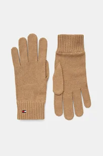 Tommy Hilfiger rękawiczki z domieszką kaszmiru kolor brązowy AW0AW16435 - Rękawiczki - miniaturka - grafika 1