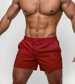 Kąpielówki męskie - Krótkie męskie spodenki plażowe z kieszeniami bordowe Recea - miniaturka - grafika 1