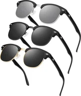 Okulary przeciwsłoneczne - LINVO Okulary przeciwsłoneczne z polaryzacją Mężczyźni Kobiety Retro Classic 100% UV400 Czarny Srebrny Szary - miniaturka - grafika 1