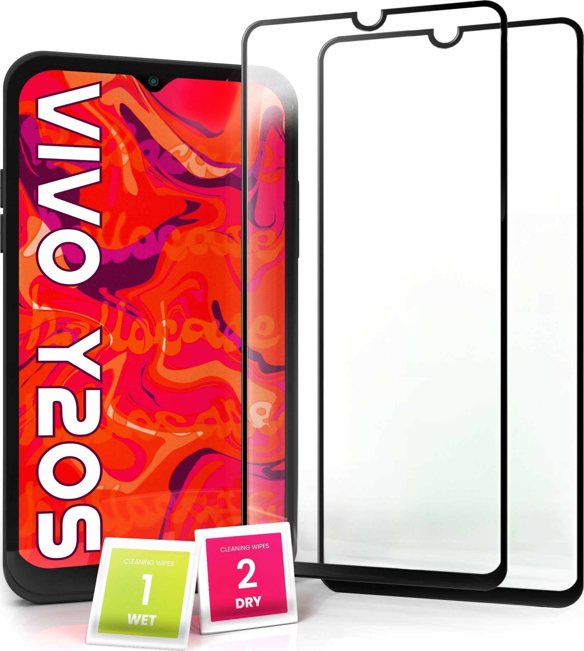 Hello Case 2-pak Szkło Hartowane do Vivo Y20s Ochronne Pełne Na cały ekran 5D 9H