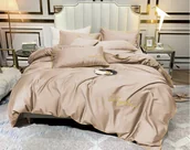 Pościel - Pościel 200x220 beżowa złoty haft satynowa lamówka - miniaturka - grafika 1