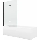 Wanny - Mexen Vega wanna prostokątna 160 x 70 cm z obudową i parawanem 2-skrzydłowym 100 cm, transparent, czarny - miniaturka - grafika 1