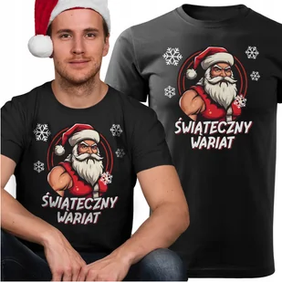 KOSZULKA MĘSKA ŚWIĄTECZNY WARIAT MIKOŁAJ RENIFER PREZENT NA ŚWIĘTA XXL Y4 - Koszulki męskie - miniaturka - grafika 1