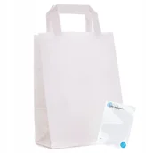 Akcesoria do pakowania - TORBY papierowe MAŁE płaski uchwyt torba biała mini zakupy 18x9x23cm 125szt - miniaturka - grafika 1