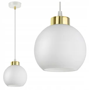 Lampa Wisząca Sufitowa Żyrandol Biała Szklana Kula White Glass EZ1 Led E27 - Lampy sufitowe - miniaturka - grafika 1