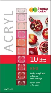 Happy Color Farba akrylowa 12ml 10 kol czerwony - Pozostałe akcesoria dla plastyków - miniaturka - grafika 2