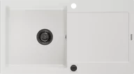 Zlewozmywaki - Mexen Leo zlewozmywak granitowy 1-komorowy z ociekaczem 900 x 500 mm, biały, syfon czarny - 6501901010-20-B - miniaturka - grafika 1