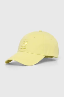 Tommy Hilfiger czapka z daszkiem bawełniana kolor żółty z aplikacją AW0AW16170 - Czapki damskie - miniaturka - grafika 1
