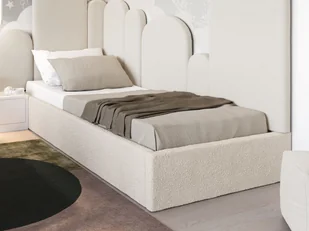 Łóżko dziecięce tapicerowane 90x200 z pojemnikiem ze stelażem Kremowy Boucle Kids Line BOX - Łóżka dla dzieci i młodzieży - miniaturka - grafika 1