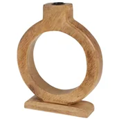 Świeczniki - Świecznik Do Długiej Świecy Pojedynczy Z Drewna Okrągły Na Stół Komodę 25Cm - miniaturka - grafika 1