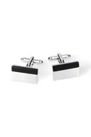 Spinki do mankietów i krawatów - Spinki Srebrne z Czarnym Wypełnieniem - miniaturka - grafika 1