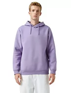 Bluzy męskie - Koton Męska bluza z kapturem Basic Hoodie Long Sleeved, Fioletowy (370), S - miniaturka - grafika 1