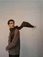 Apaszki i szaliki damskie - Reserved - Wełniany szalik z kaszmirem - ciemnobrązowy - miniaturka - grafika 1