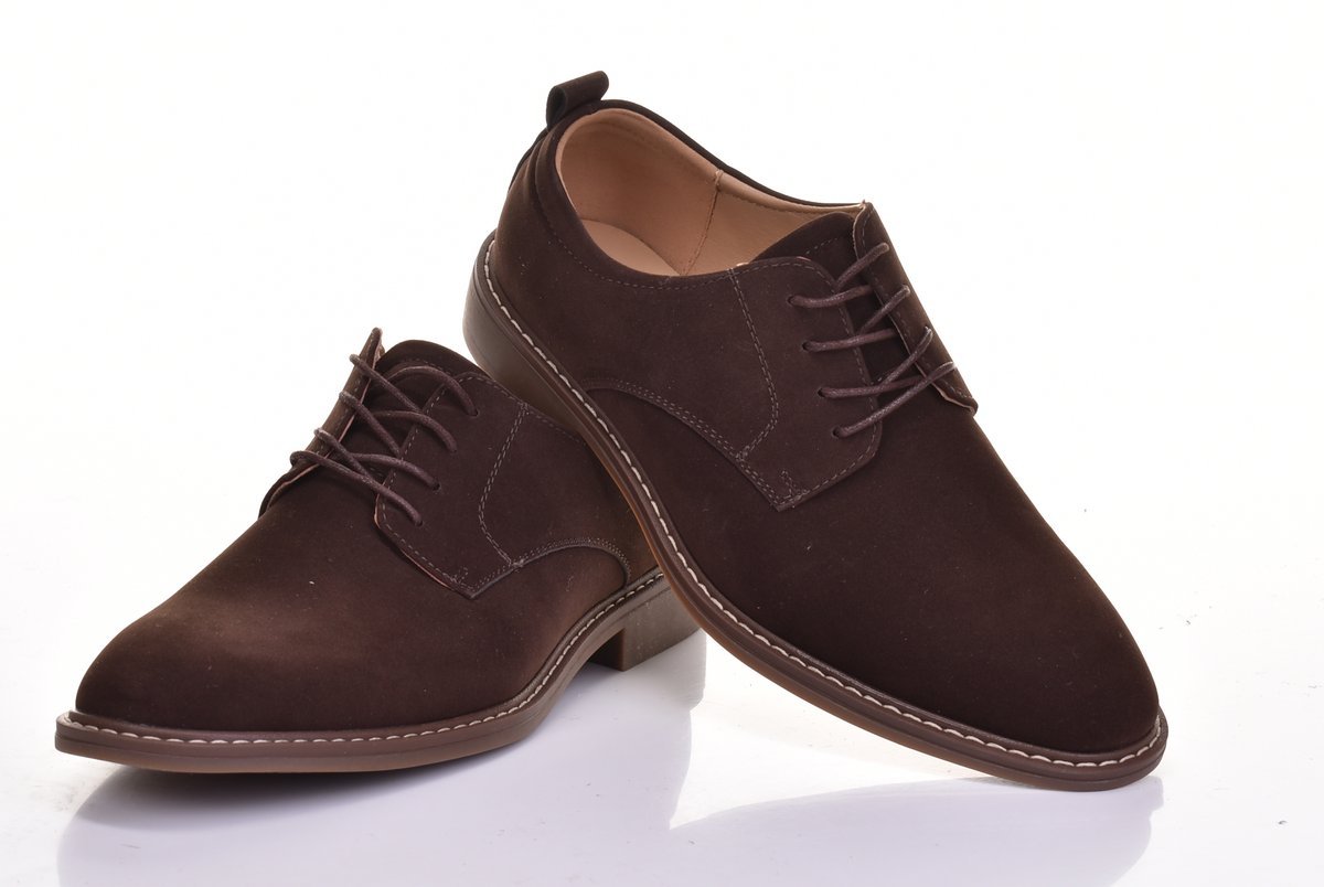 ZAMSZOWE PÓŁBUTY MĘSKIE ELEGANCKIE WYGODNE BUTY WIZYTOWE KLASYCZNE BRĄZOWE