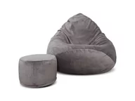 Pufy i podnóżki - Pufa sako XXXXL worek + gratis Sorriso szara - miniaturka - grafika 1