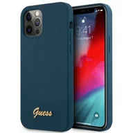 Etui i futerały do telefonów - Guess GUHCP12LLSLMGBL iPhone 12 Pro Max 6,7" niebieski/blue hardcase Metal Logo Script GUE001070 - miniaturka - grafika 1