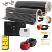 Ogrzewanie podłogowe - Folia grzewcza na podczerwień MISSION AIR Black Silver PTC 160W/m2 30m2 szer. 100cm + regulator Gemini Czarny WiFi - miniaturka - grafika 1