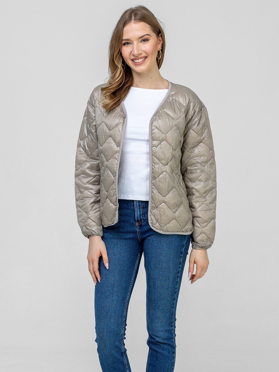 LEKKA KRÓTKA PRZEJŚCIOWA KURTKA DAMSKA Z PIKOWANIEM