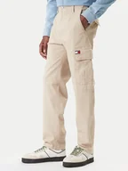 Spodnie męskie - Tommy Jeans Spodnie materiałowe Sonny DM0DM22651 Beżowy Slim Fit - miniaturka - grafika 1
