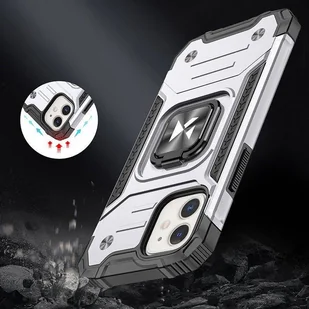 Wozinsky Ring Armor etui iPhone 14 pancerny pokrowiec uchwyt magnetyczny ring srebrne - Etui i futerały do telefonów - miniaturka - grafika 7