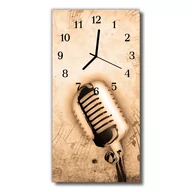 Zegary - Zegar szklany pionowy Muzyka Mikrofon beżowy - miniaturka - grafika 1