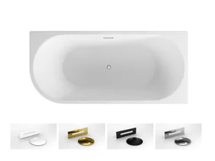 Besco Wanna wolnostojąca przyścienna 170x80 ZOYA Prawa + Złota maskownica syfonu - Wanny - miniaturka - grafika 9
