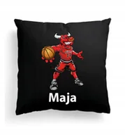 Poduszki dekoracyjne - CZARNA FOTO PODUSZKA CHICAGO BULLS NBA + IMIĘ - miniaturka - grafika 1