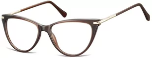 Sunoptic Okulary zerówki korekcyjne Kocie Oczy damskie AC1D ciemny brąz - Okulary korekcyjne, oprawki, szkła - miniaturka - grafika 1