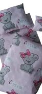 Domki dla lalek - Pościel dla lalki do wózka łóżeczka kołyski 4 elementy miś misio misiu na różowym tle - miniaturka - grafika 1