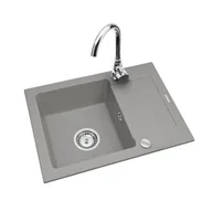 Zlewozmywaki - Zlewozmywak granitowy Rodos szary 62 x 44 cm - miniaturka - grafika 1