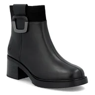 Botki damskie - Botki damskie ocieplane czarne Rieker Y5253 zimowe skórzane na obcasie-37 - miniaturka - grafika 1