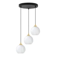 Lampy sufitowe - Lampa sufitowa wisząca okrągła Costa loft 3xE27 klosz kula biała/złota Light Home LH - miniaturka - grafika 1