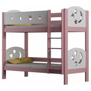 Łóżka dla dzieci i młodzieży - Różowe drewniane łóżko dla dzieci ze stelażami - Mimi 3X 180x90 cm - miniaturka - grafika 1
