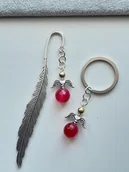 Zakładki do książek - ZAKŁADKA DO KSIĄŻKI + BRELOK ANIOŁ RÓŻOWY AGAT - miniaturka - grafika 1