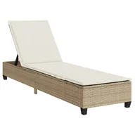 Leżaki ogrodowe - vidaXL Leżak z poduszkami beżowy 55x200x25,5cm polirattan - miniaturka - grafika 1