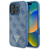 Etui i futerały do telefonów - Etui GUESS Leather 4G Triangle Strass do Apple iPhone 16 Pro Max Niebieski - miniaturka - grafika 1