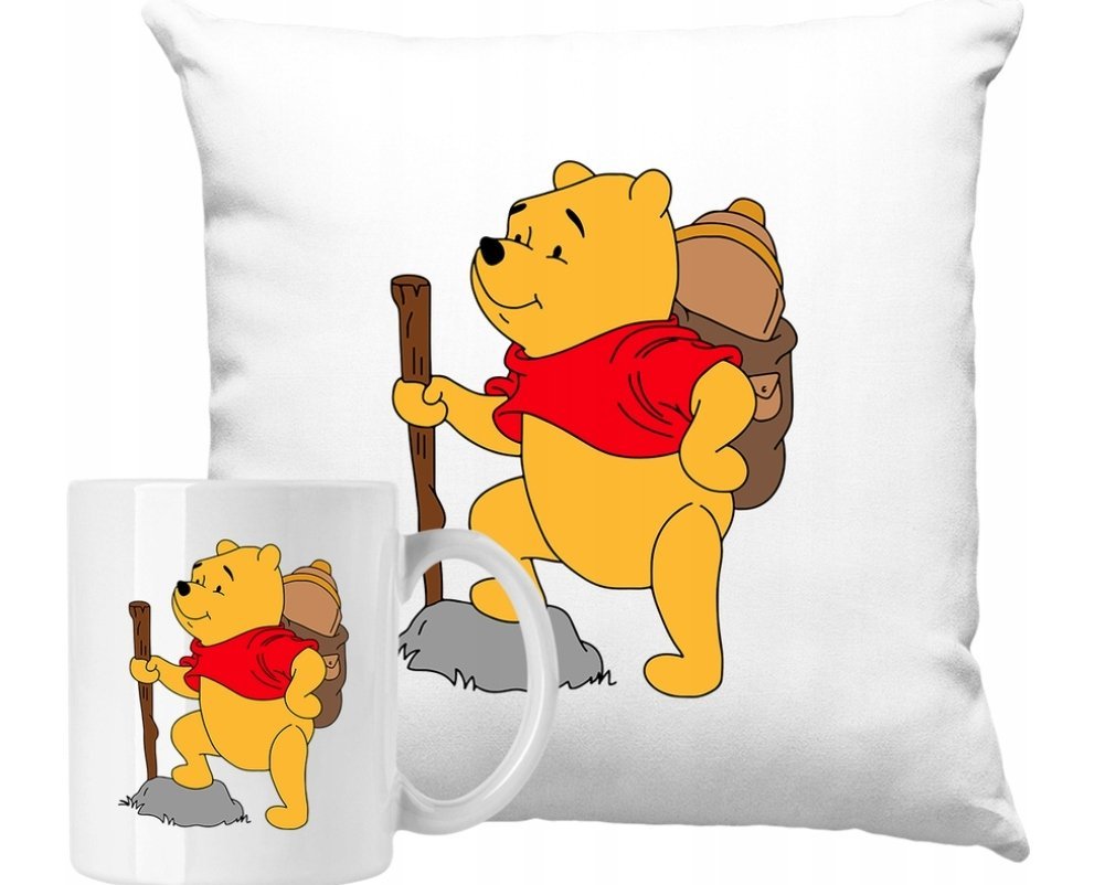 ZESTAW PODUSZKA + KUBEK Kubuś Puchatek Podróżnik Pomysł Na Prezent +IMIĘ