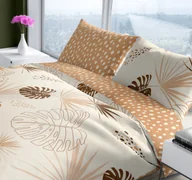 Pościel - Pościel bawełniana 220x200 Pure beżowa liście Faro - miniaturka - grafika 1
