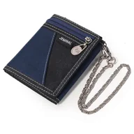 Portfele - JEMINAL 1005 Vintage Men Tri-fold Portfel Casual Płócienna torebka Karty Uchwyt na pieniądze z paskiem granatowy/niebieski - miniaturka - grafika 1